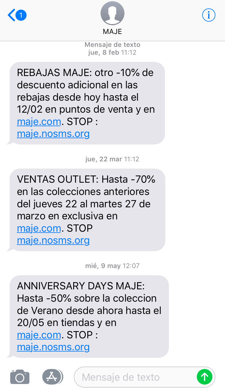 SMS Marketing ejemplo 3