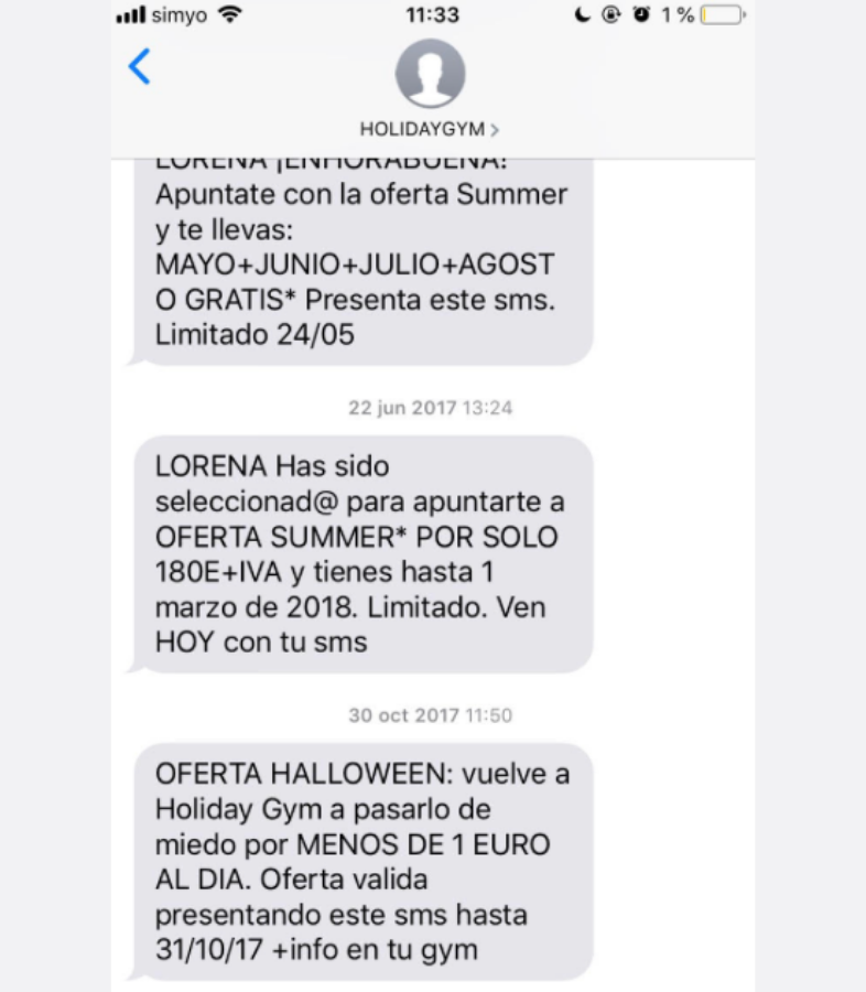 Exceso de mayúsculas en el SMS