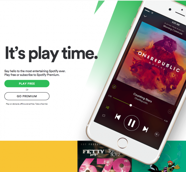 landing page Spotify