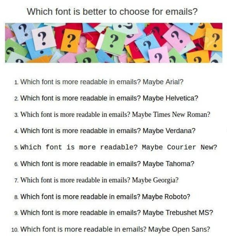 Varias tipografías para email marketing 