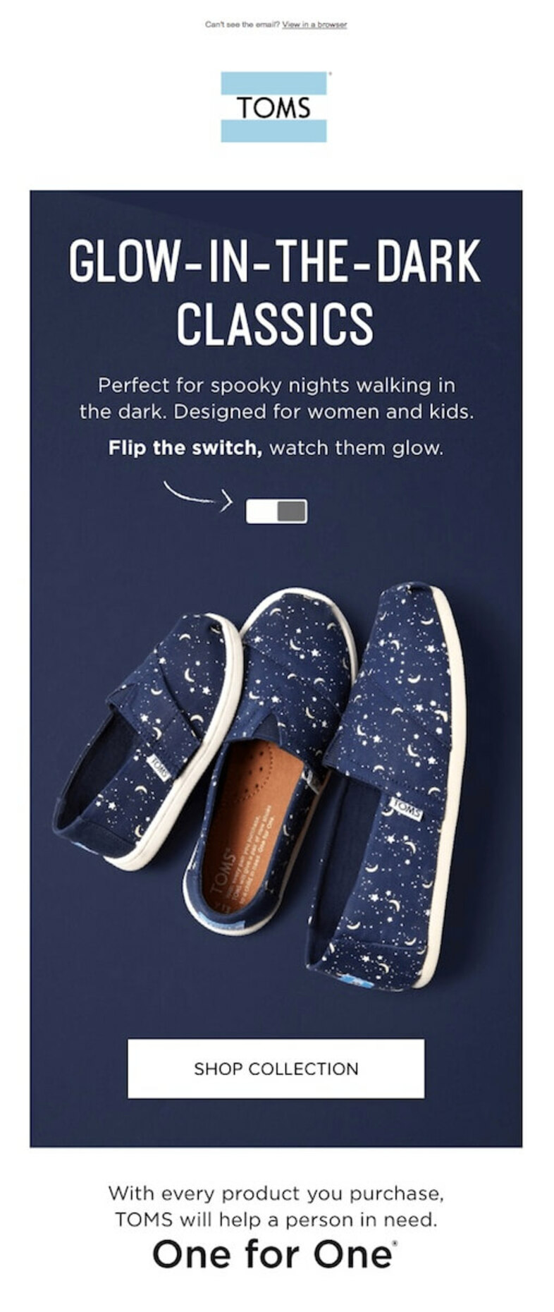 Branding email marketing: TOMS