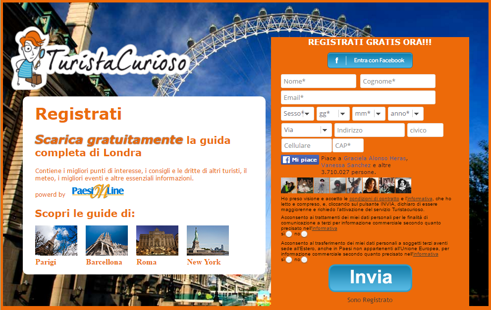 creazione di landing page: Turista Curioso con MDirector