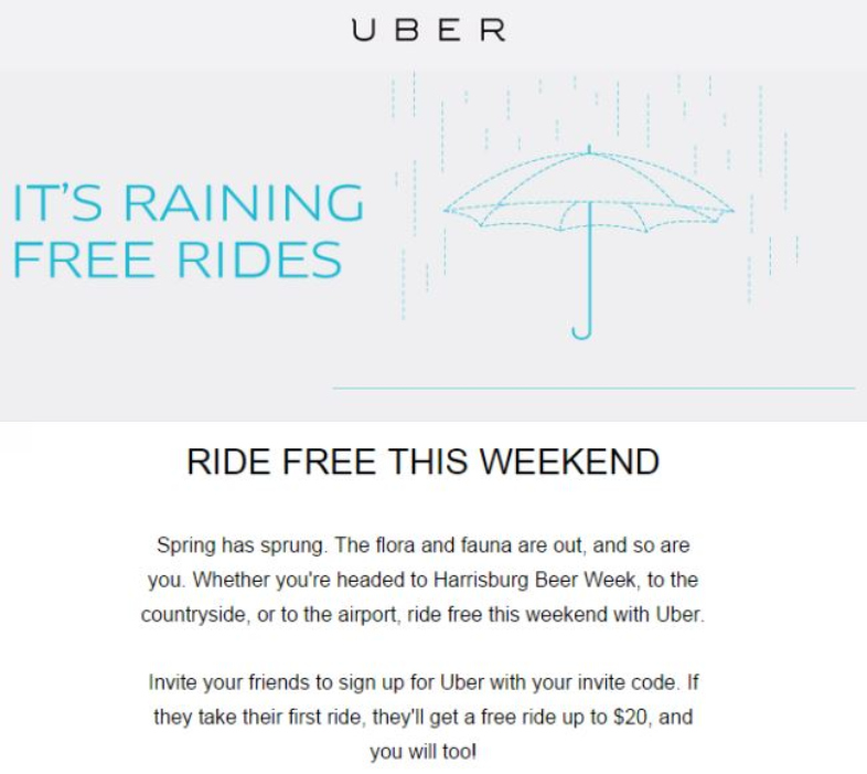 Ejemplos de emails creativos: Uber