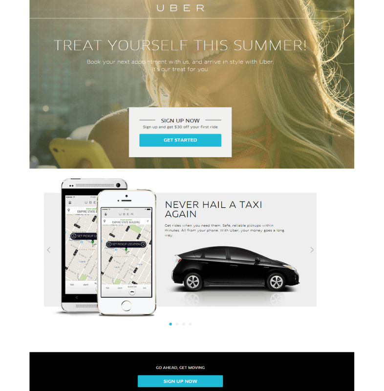 Landing pages uber