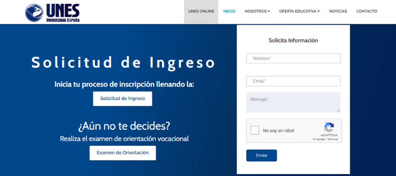 Landing page para universidades: UNES