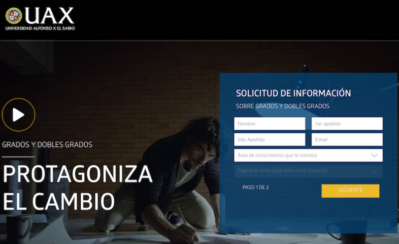 Landing page para universidades: Universidad Alfonso X el Sabio