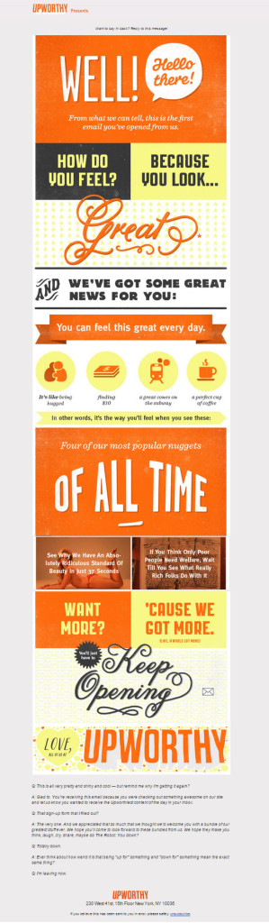 email de agradecimiento de Upworthy