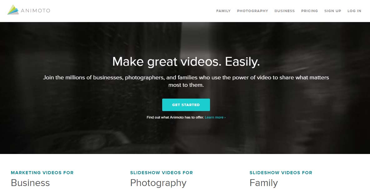 video landing pages animoto