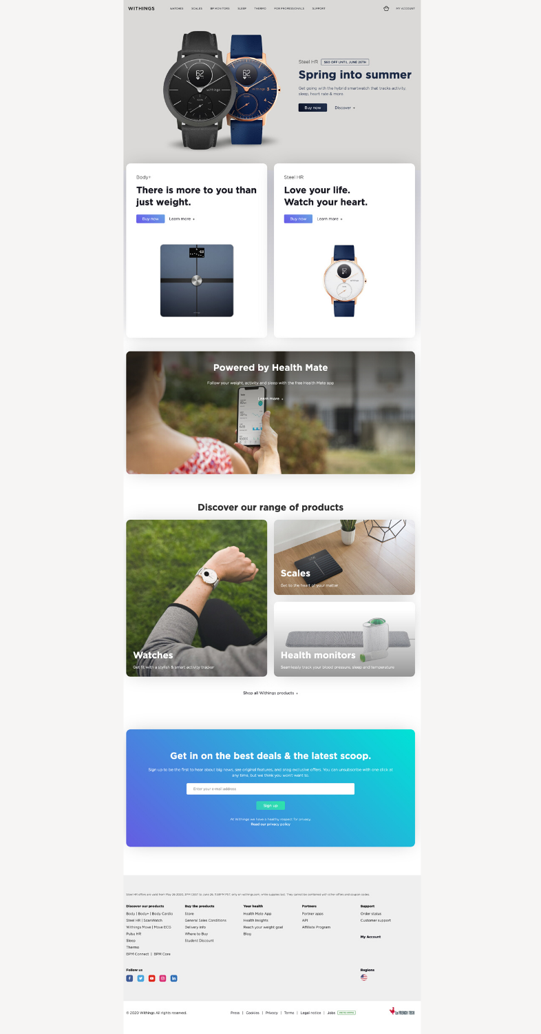 landing page Withings
