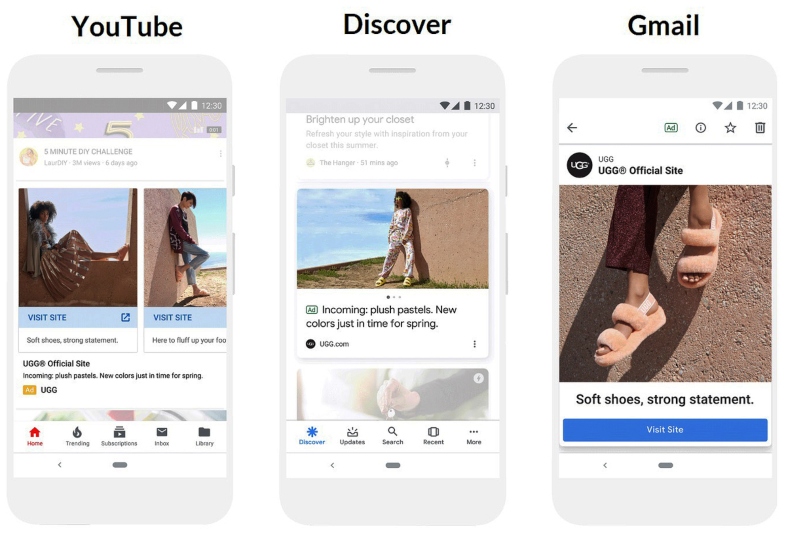 Formatos de anuncio, YouTube, Discover y Gmail