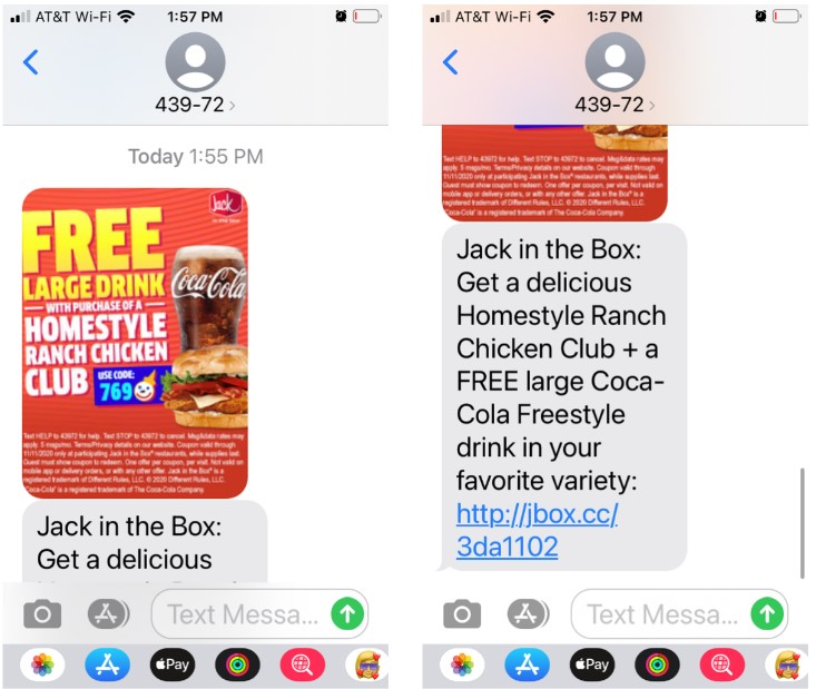 ejemplo SMS marketing