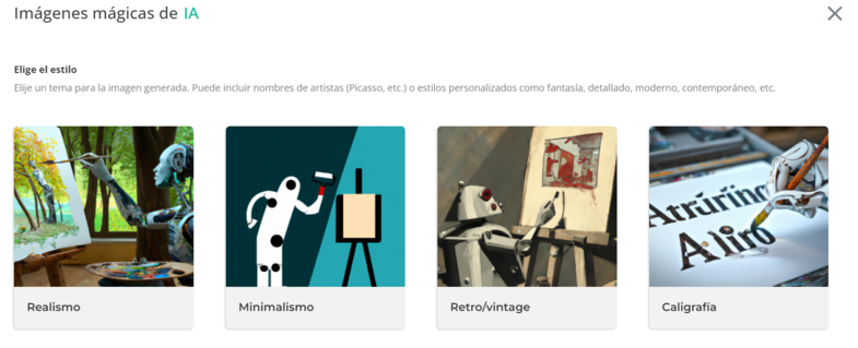Tipos de imágenes con IA en MDirector: estilos