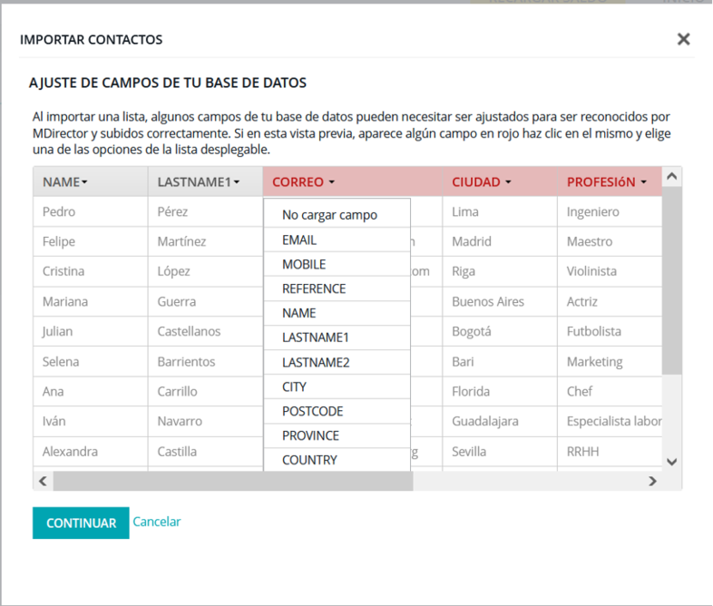 Lista de contactos - Email marketing para arqutectos