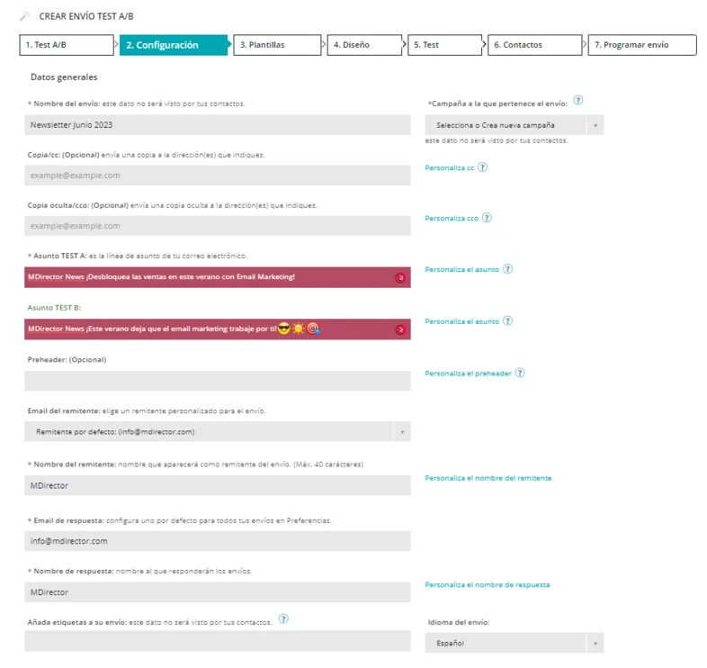 Test A/B MDirector vs Brevo 